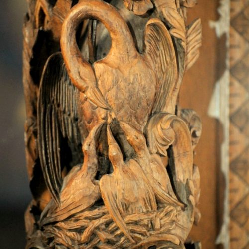 Pelican victim, detail on pillar